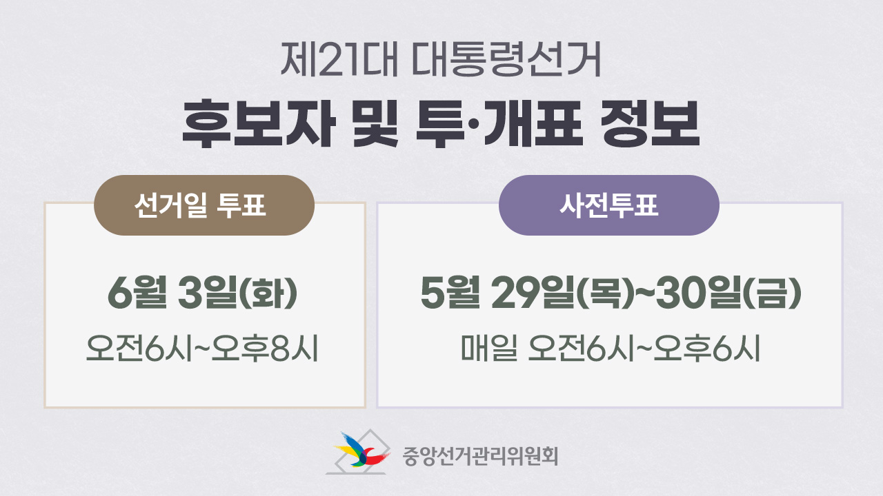 21대 대통령선거 후보자 및 투개표정보