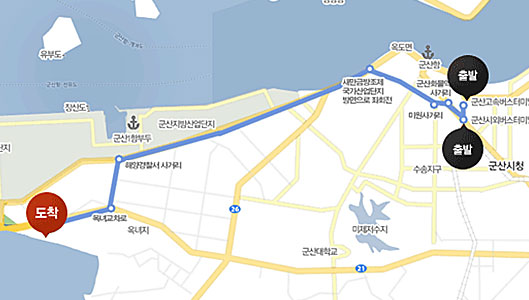 군산고속터미널(시외버스터미널)에서 새만금 오시는 길 지도